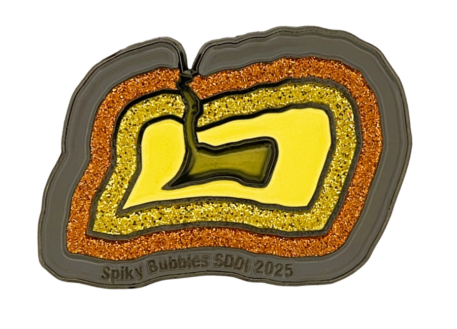 Glittery Soft Enamel Pin of DI Amber Geode for Destination Imagination Pin Collection