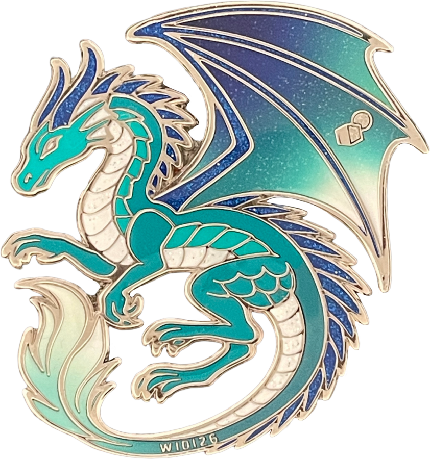 Glittery Soft Enamel Pin of DI Wisconsin Ice Dragon for Destination Imagination Pin Collection