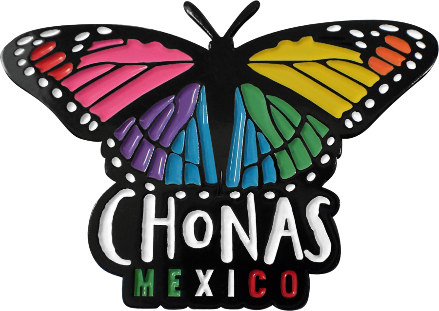 Soft Enamel Pin of a Rainbow Monarch Butterfly for Destination Imagination Pin Collection